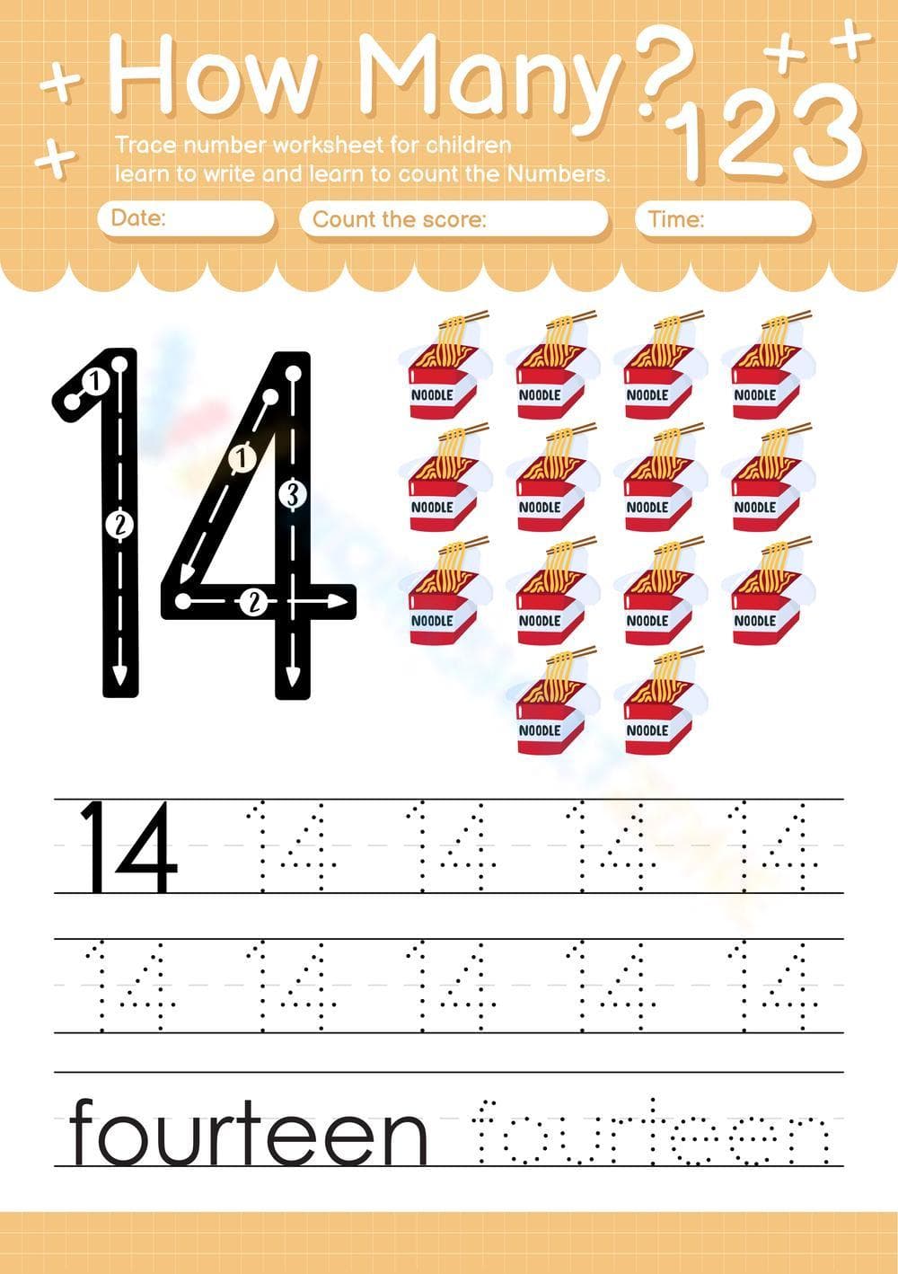 Worksheet to Learning Number 14 - Page 1