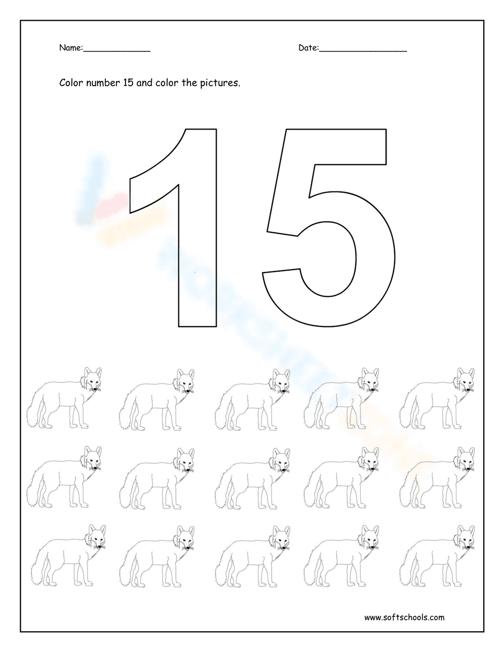 Color by Number Worksheet - Page 1