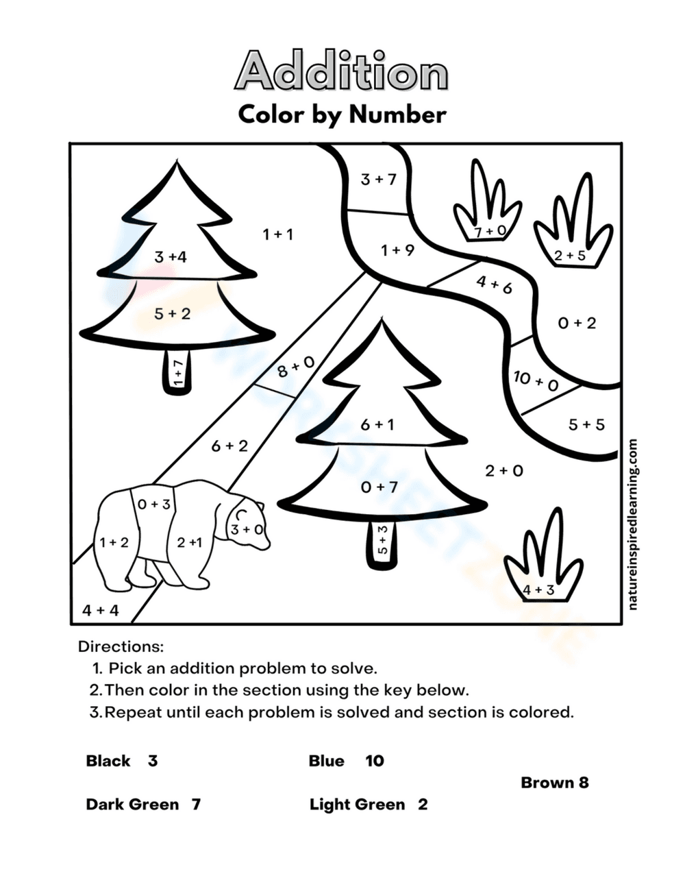 Forest Scene Coloring and Activity Worksheet - Page 1