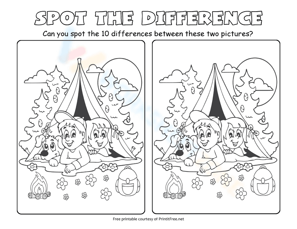 Spot the Difference – Camping Fun Activity - Page 1