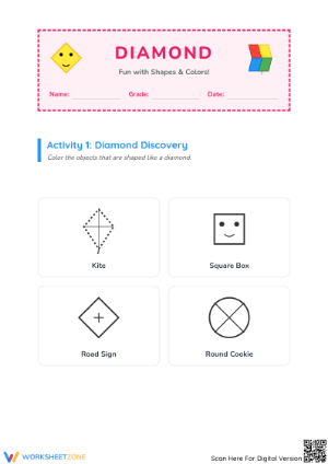 Essential Diamond Shape Recognition Worksheet | Grade K