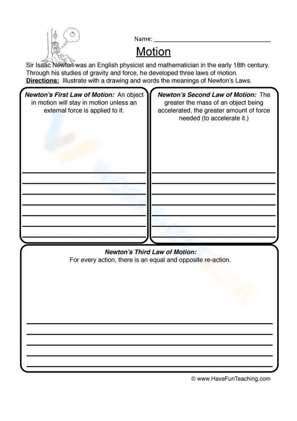 Understanding Motion Worksheet - Page 1