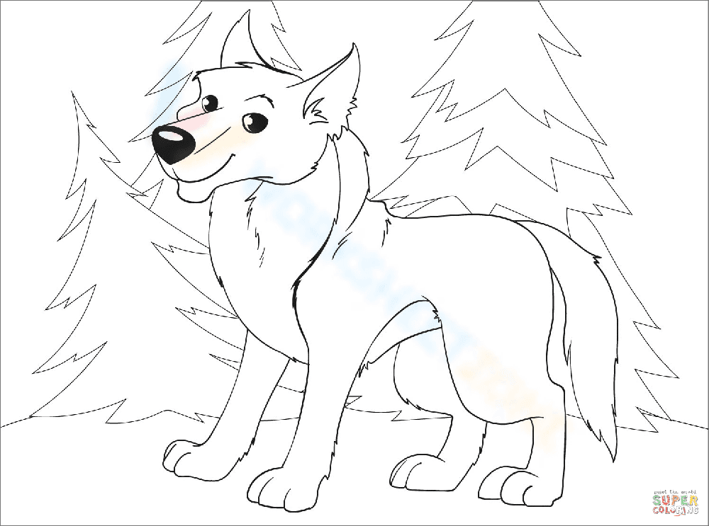 Wolf Illustration: Wildlife Art Worksheet - Page 1