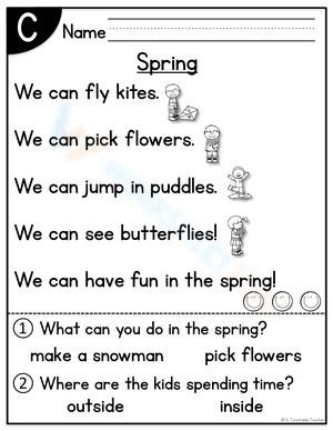 Grade 2 Spring — Printable No-Prep Worksheet