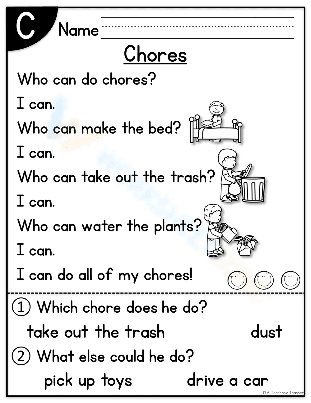 Chores Worksheet: Learning Responsibility at Home - Page 1