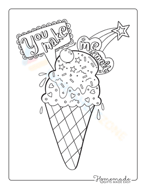 "You Make Me Melt" Ice Cream Cone Coloring Page