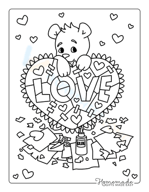 Cute Bear Valentine Coloring Page | Essential Printable