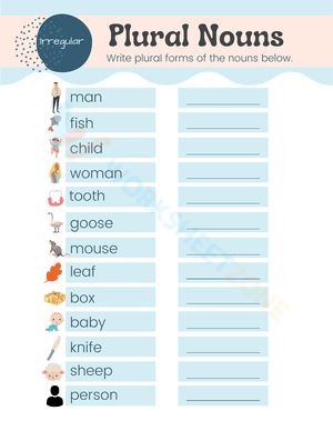 Grade 4 Irregular Plural Nouns — Printable Worksheet