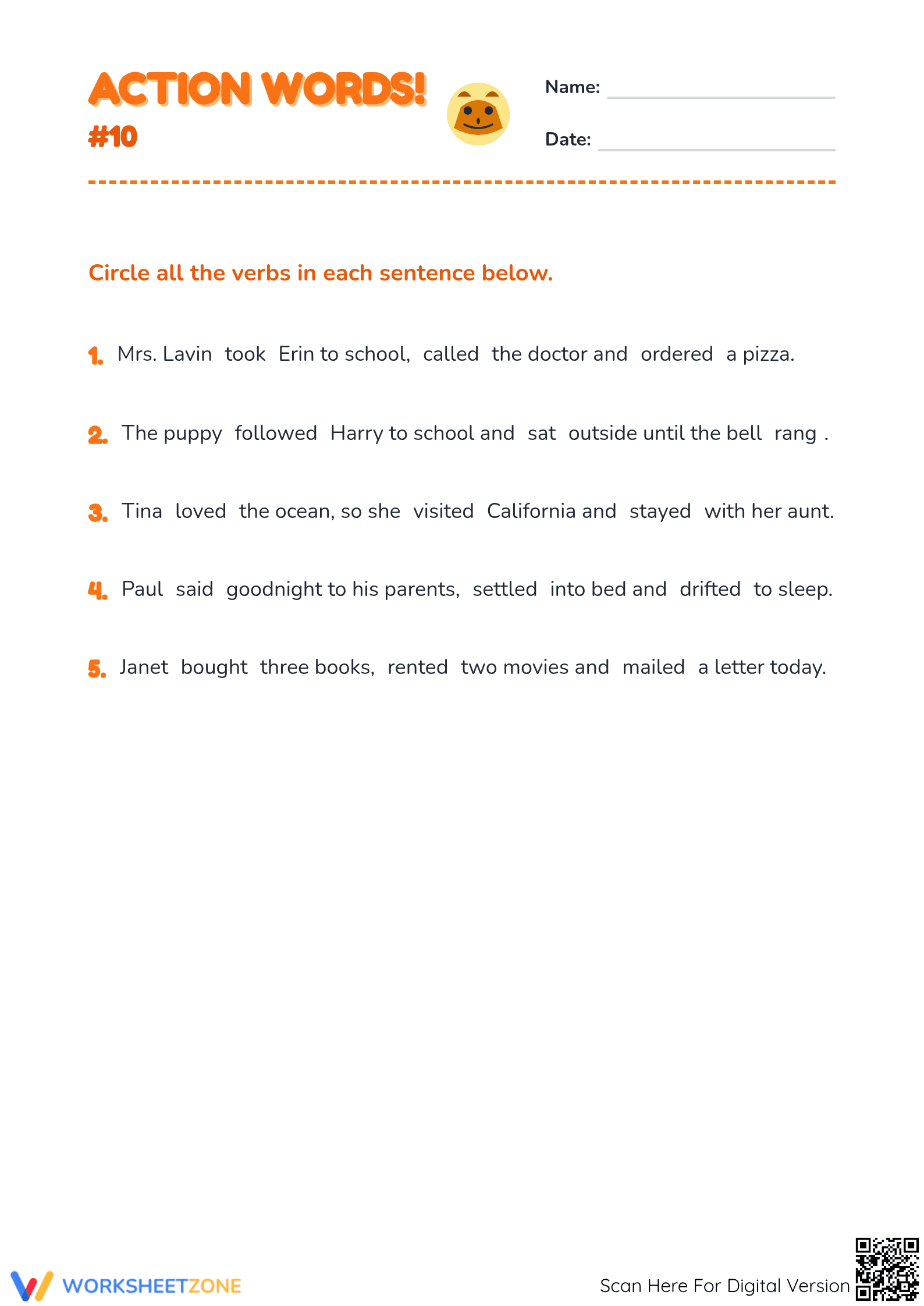 Action Words Past Tense Verbs Worksheet | Grade 2 Essential - Page 1