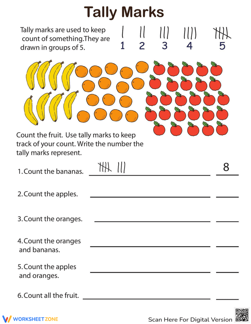 Counting with Tally Marks Worksheet