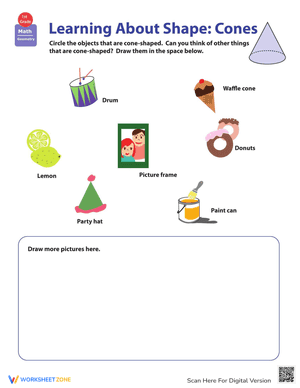 Shapes: Identifying Cones Worksheet