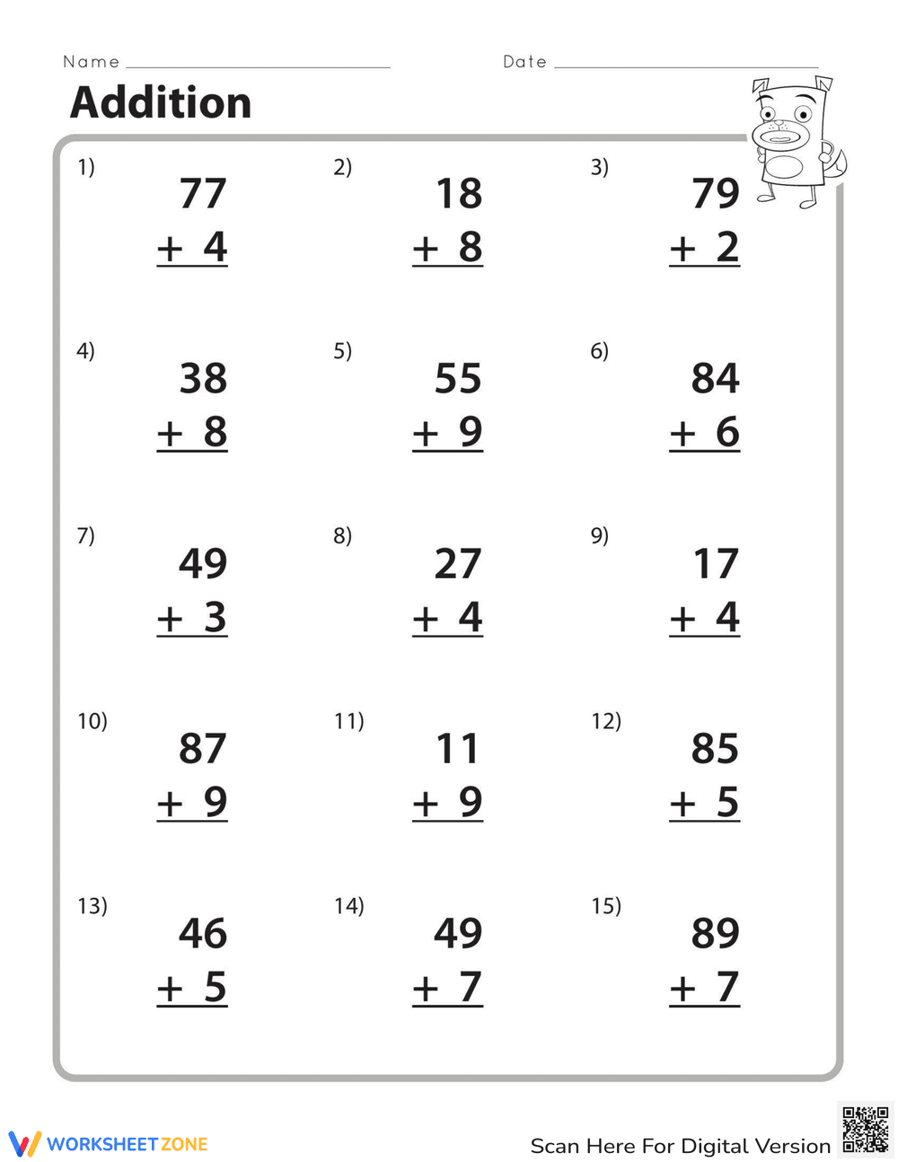 Addition Problems for Elementary Students - Page 1