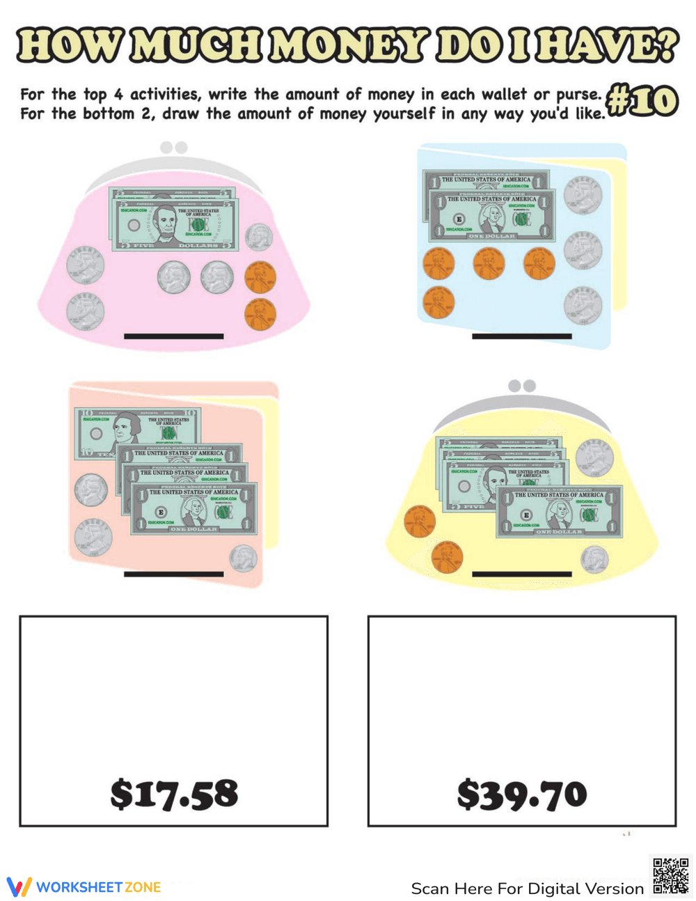 How Much Money Worksheet - Page 1