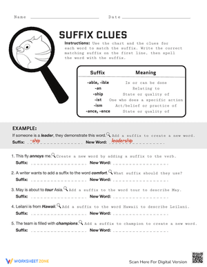 Suffix Clues Worksheet