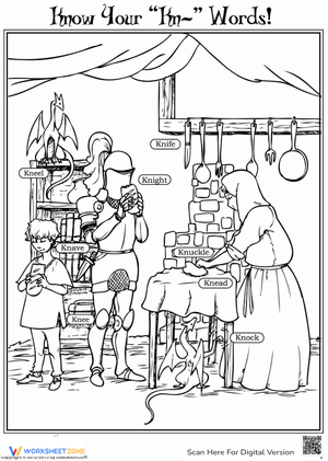 Grade 1 Silent Kn Words — Printable No-Prep Worksheet