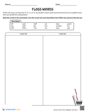 FLOSS Words: Spelling Rule Practice