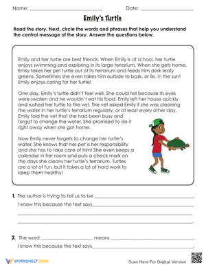 Emily's Turtle: A Reading Comprehension Exercise