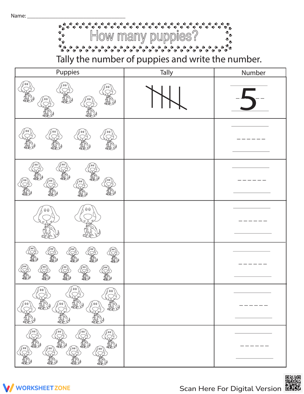 Puppies activity worksheet - Page 1