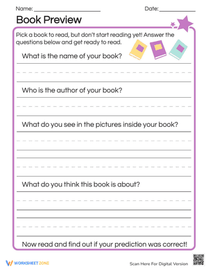 Explore a Book Preview with This Worksheet - Page 1