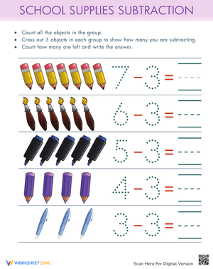 Subtract Three Practice