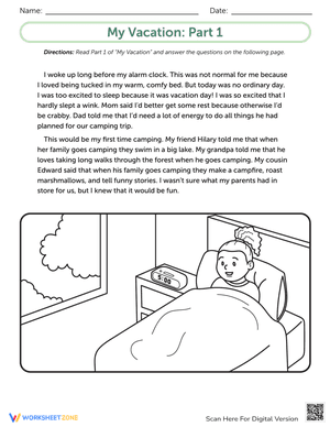 My Vacation Writing Worksheet: Creative Prompts