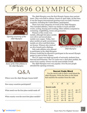 Grade 3 1896 Olympics — Printable No-Prep Worksheet