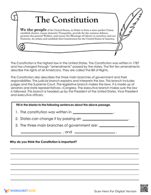Understanding the Constitution: Worksheet