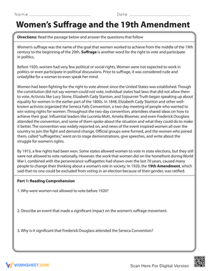 Learn About Suffrage Worksheet
