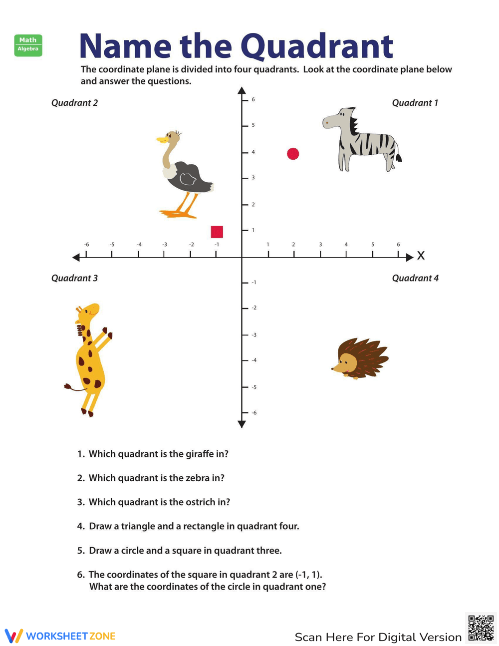Understanding Quadrants Worksheet - Page 1