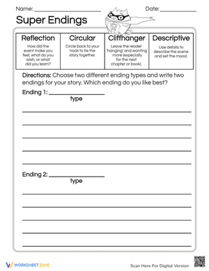 Super Endings Worksheet