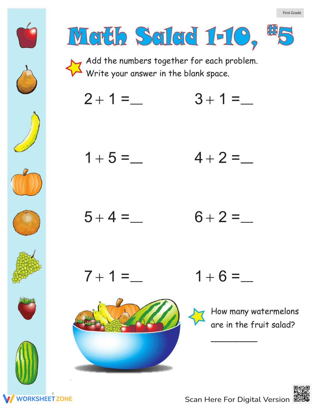 Math Salad 5 Worksheet for All Math Concepts - Page 1