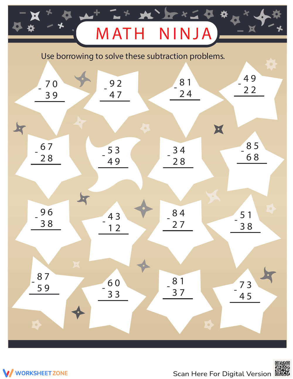 Engaging Math Ninja Worksheet - Page 1