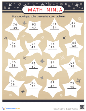 Engaging Math Ninja Worksheet