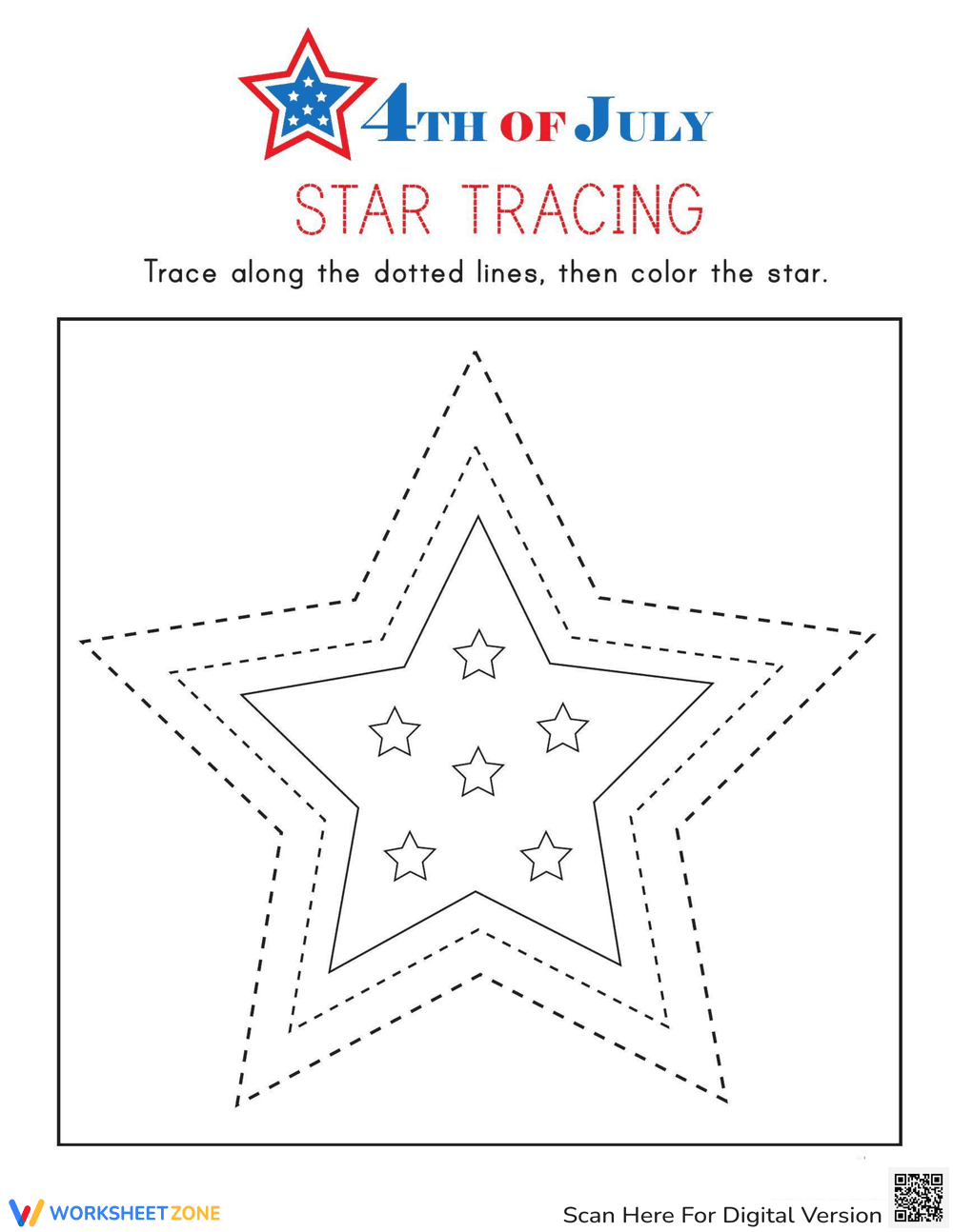 Connect and Create: Star Tracing Worksheet - Page 1