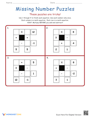 Engaging Math Puzzles: A Fun Math Worksheet