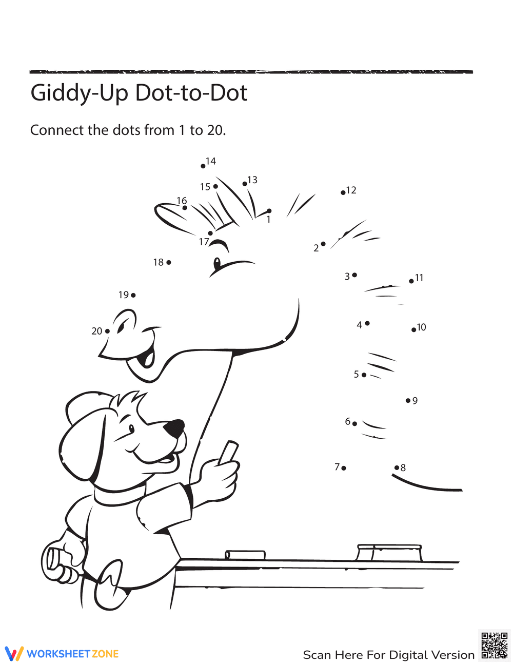 Giddy Up Math Worksheet - Page 1