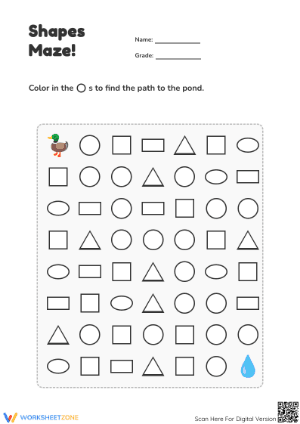 Printable Duck Maze: Circle Recognition for Kindergarten