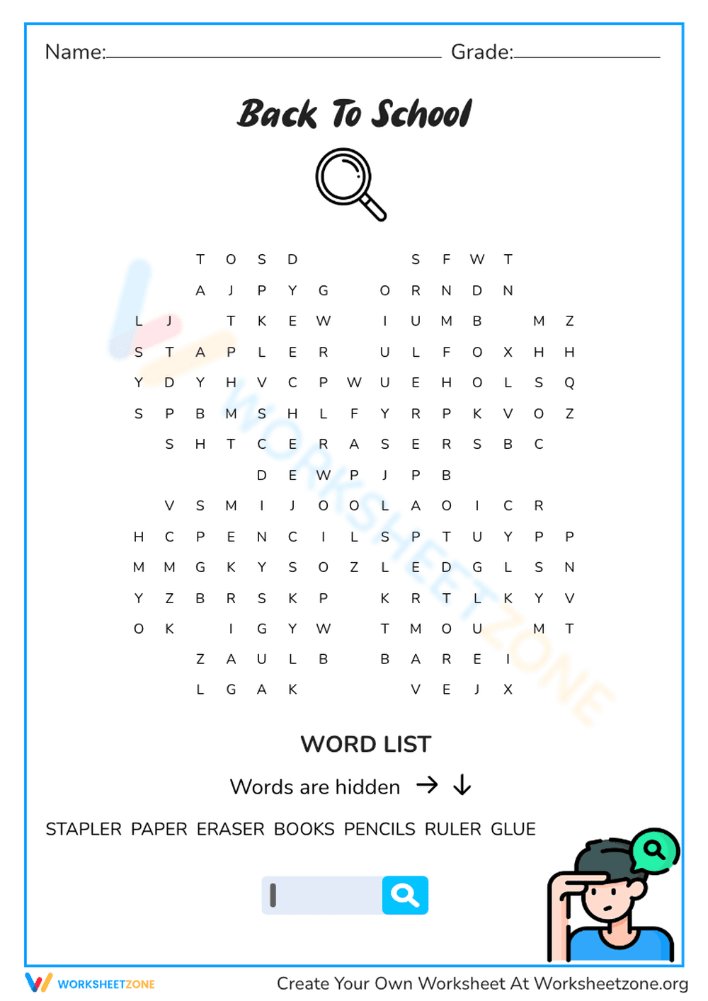 Back to School Word Search - Page 1