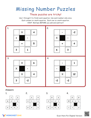 Engaging Math Puzzles Worksheet for Critical Thinking Skills