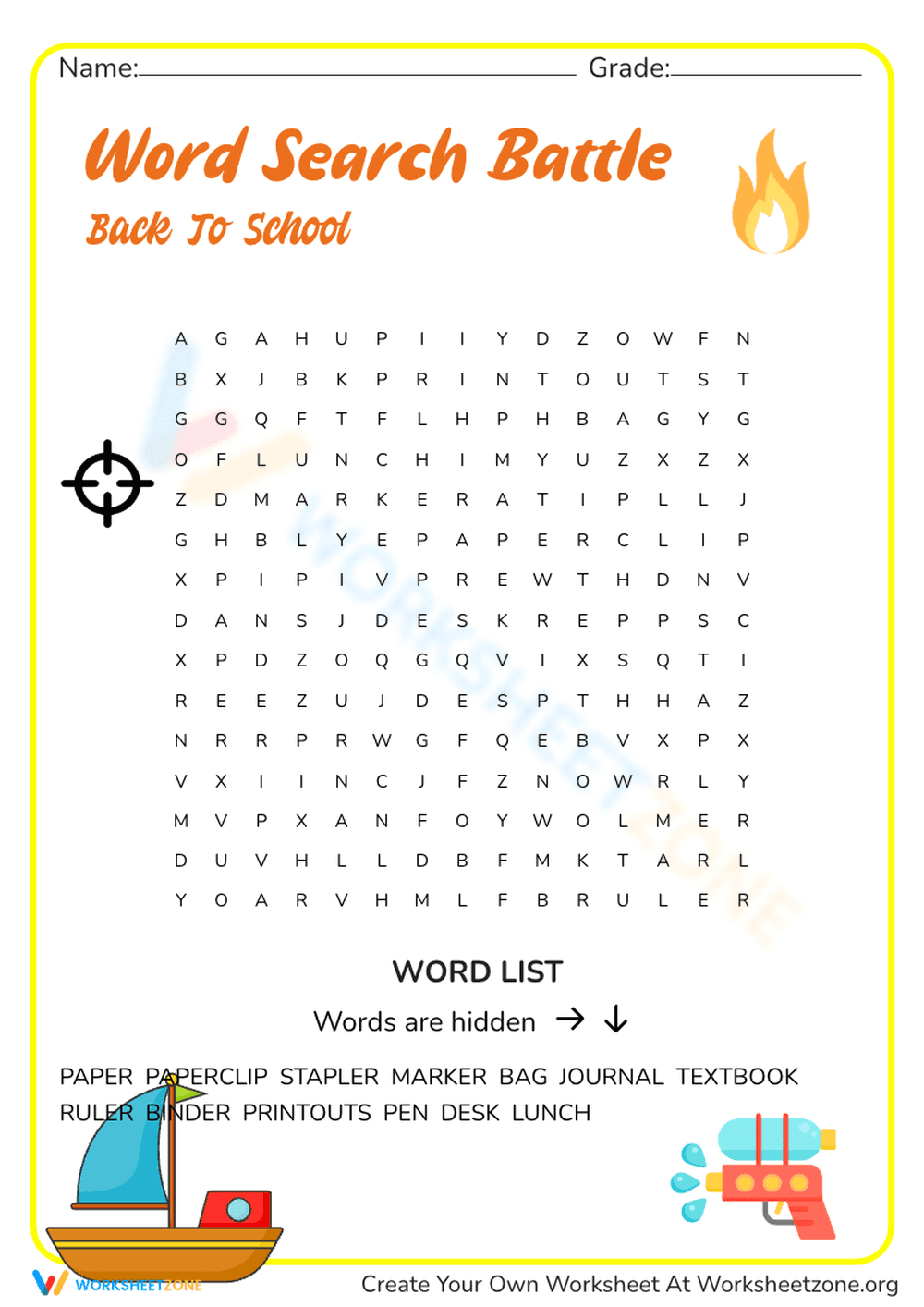 The Word Search Battle Back To School - Page 1