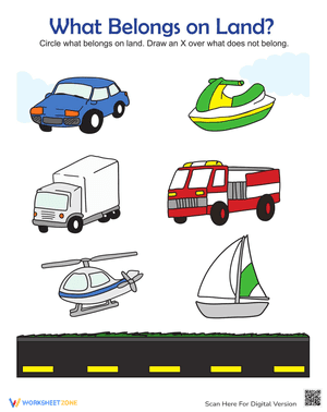Land Vehicles Worksheet for Vocabulary Building