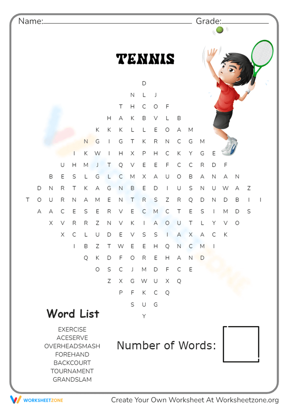 Interactive Tennis Worksheet for Active Learning - Page 1