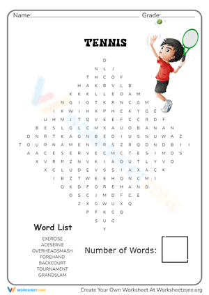 Interactive Tennis Worksheet for Active Learning