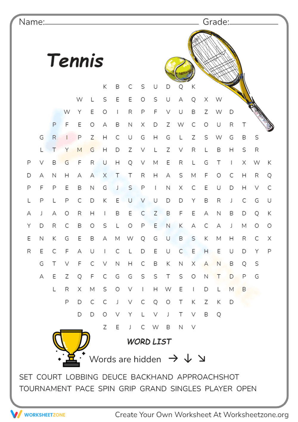 Fun and Engaging Tennis Worksheet for Kids - Page 1