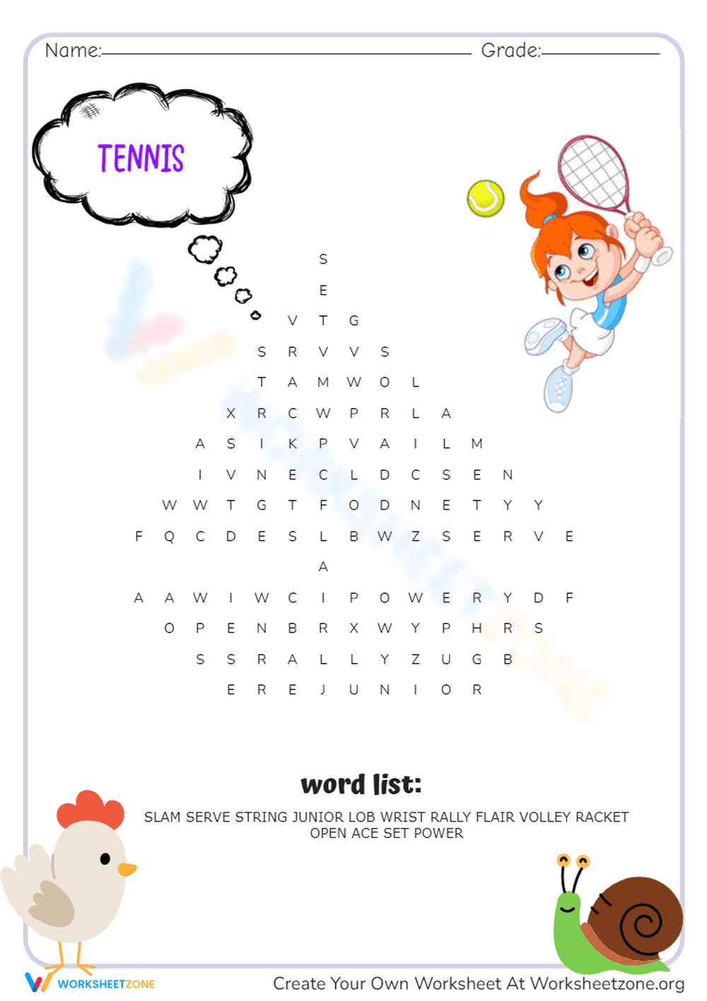 Table Tennis Worksheet - Page 1
