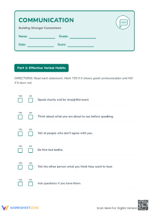 Grade 3-5 Communication Skills — Printable No-Prep Worksheet