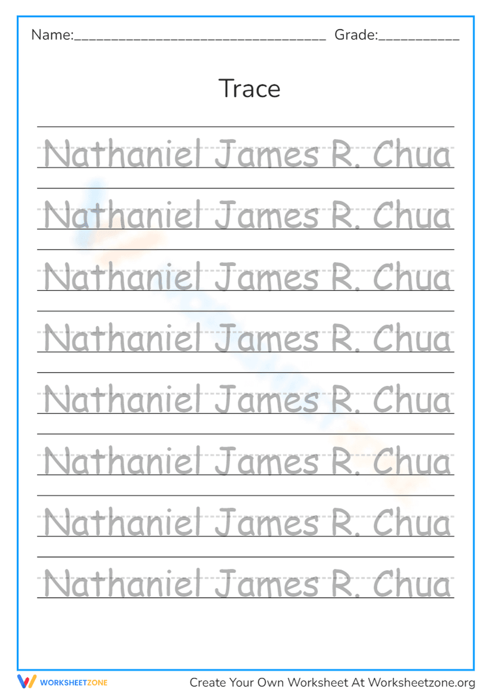 Name Tracing Worksheet for Kids - Page 1