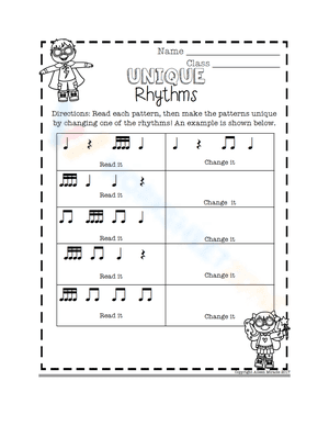 Grade 1 Rhythm Patterns — Printable No-Prep Worksheet