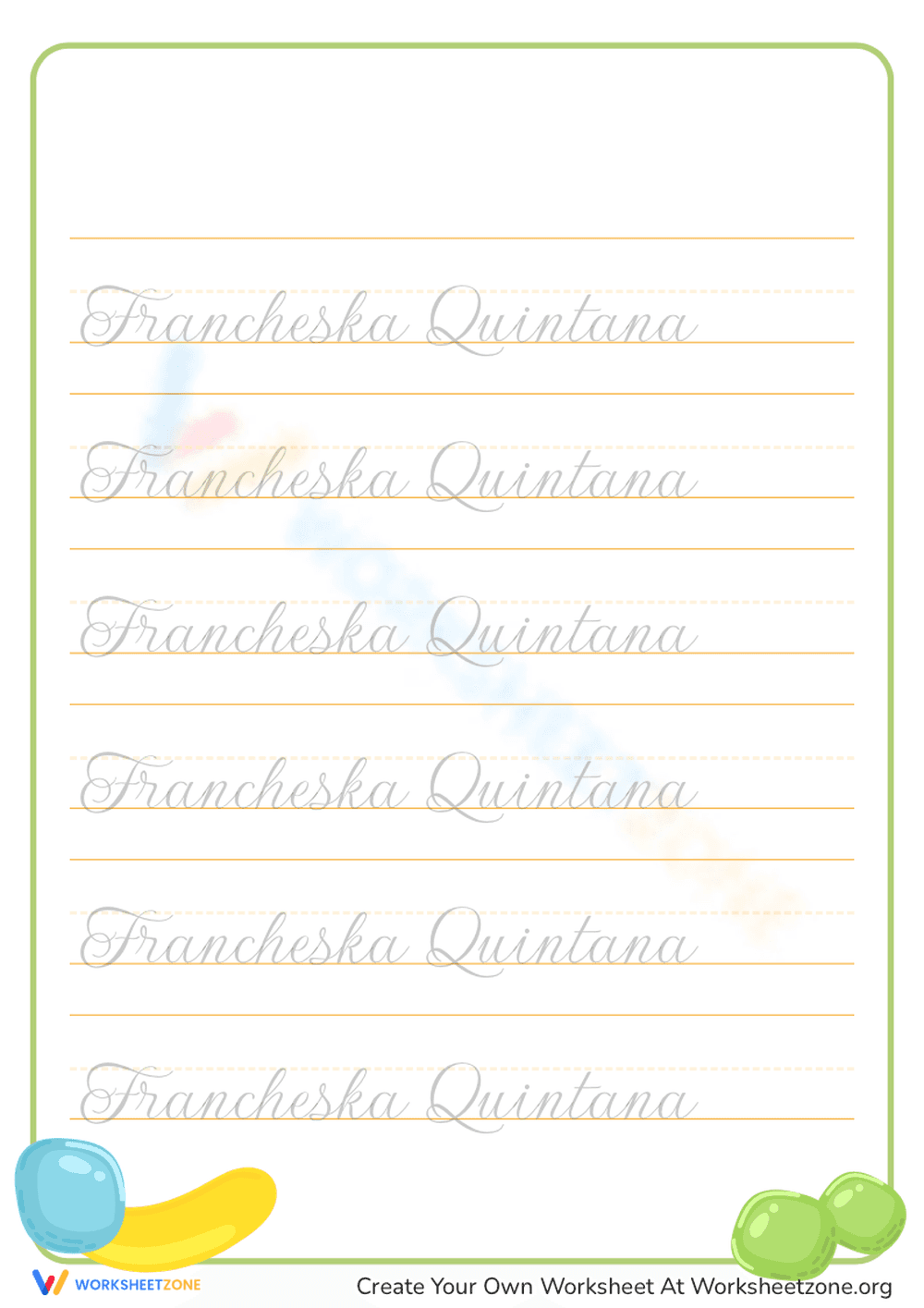 Name Tracing: Francheska Quintana - Page 1