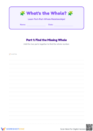 Essential Part-Part-Whole Worksheet | Grade 1 Math Ready